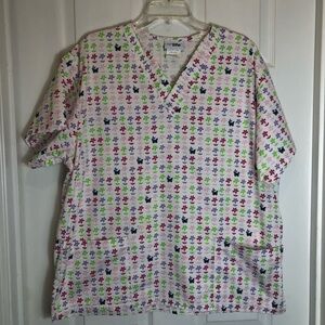 Life Butterfly Daisy BEAUTIFUL Scrub Top.  Size XL